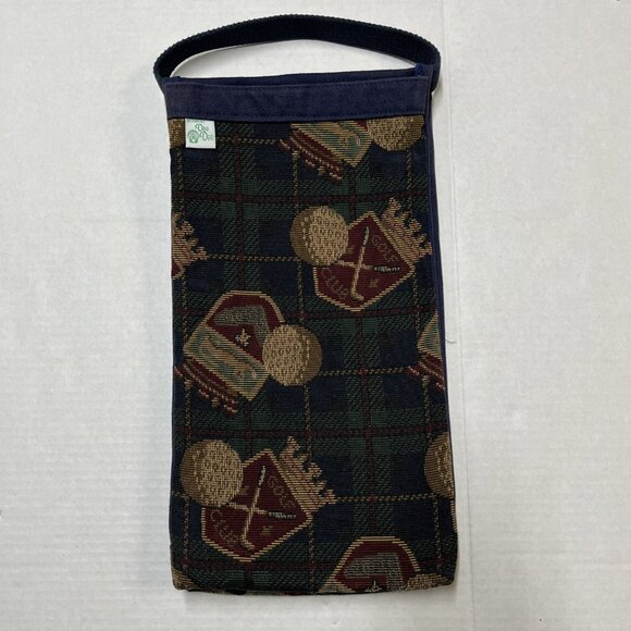 Vintage Dee Dee Design Golf Accessor Bag‎ Blue Plaid Tapestry Two Sided - Picture 2 of 12